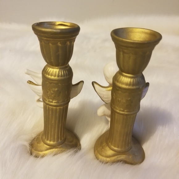 Cherub Porcelain Candle Holders (2) 1996 Vintage - Picture 4 of 8